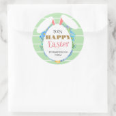 ストリップシンプルフローラエレガントイースターバニーファミリー ラウンドシール (バッグ)