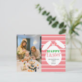 ストリップシンプルモダン恵みイースター家族の写真 シーズンポストカード (スタンド正面)