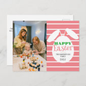ストリップシンプルモダン恵みイースター家族の写真 シーズンポストカード (正面/裏面)