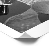 ストリップトランプのポーカー白黒 ポスター (角)