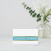 ストリップモダンスキニーバンドシンプルスリックアクア金ゴールド 名刺 (スタンド正面)