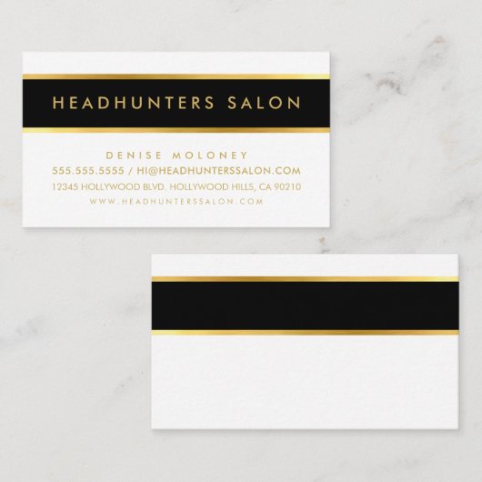 ストリッモダンプ帯シンプル黒スタイリッシュ金ゴールド 名刺 (正面/裏面)