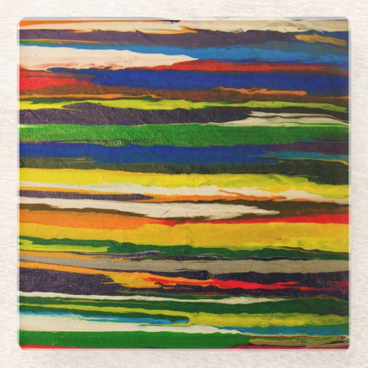 ストリピーカラフル抽象芸術アートコースター ガラスコースター (正面)