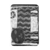 ストリピースブラック&ホワイト猫イラストレーション バスマット (正面縦)