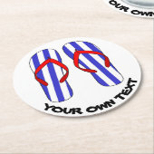 ストリピービーチサンダルビーチサンダルカスタム文字 ラウンドペーパーコースター (アングル)