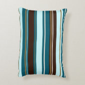 ストリペイデザインブラウンティール(緑がかった色)クリーム&金ゴールド アクセントクッション (裏面(縦))
