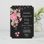 ストリンお洒落グライトブラック婚約 招待状 (スタンド正面)