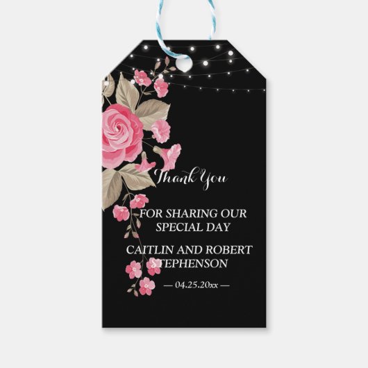 ストリンお洒落グライト黒感謝していユー ギフトタグ (正面)