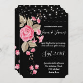 ストリンお洒落グライト黒結婚の 招待状 (正面/裏面)