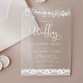 ストリンエレガントグモダンライトライ結婚ス アクリル招待状