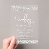 ストリンエレガントグモダンライトライ結婚ス アクリル招待状 (インサイチュ (ポータブル))