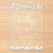 ストリンエレガントグモダンライトライ結婚ス アクリル招待状 (正面)