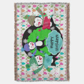 ストリングオブライツペンギンスケートで滑るホリデースロー スローブランケット (正面縦)