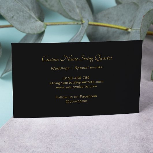 ストリングカルテットプロフェッショナルミュージシャンブラック金ゴールド 名刺