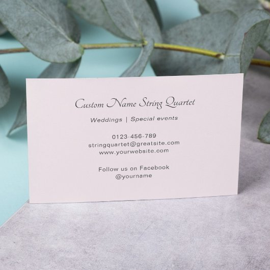 ストリングカルテットプロフェッショナルミュージシャン赤面ピンク 名刺