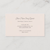 ストリングカルテット写真テンプレートミュージシャン赤面ピンク 名刺 (裏面)