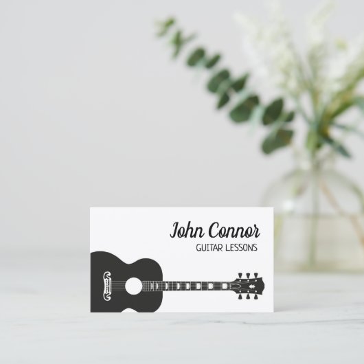 ストリングギタープライベートレッスンミュージック先生シンプル 名刺 (スタンド正面)