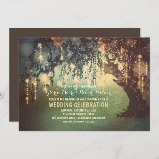 ストリングラお洒落イトツリー結婚式招待状 招待状 (正面/裏面)