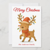 ストリングラお洒落イト付きトナカイのクリスマス シーズンカード (正面)