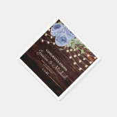 ストリングライッ素朴トブルーフローラウェディングレセプション スタンダードカクテルナプキン (角)