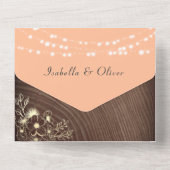 ストリングライツウッド素朴ピーチ結婚ーズ オールインワン招待状 (裏面)