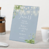 ストリングライツグリーンリー植物性ほこりっぽい青の好意 台座サイン (インサイチュ)