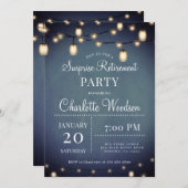 ストリングライツサプライズ退職パーティの招待状 招待状 (正面/裏面)