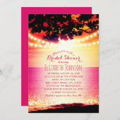 ストリングライツサンセットトロピカルビーチブライダルシャワー 招待状 (正面/裏面)