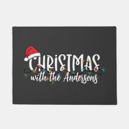 ストリングライツサンタハットクリスマス ドアマット