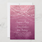 ストリングライツダスティバラピンク誕生日 招待状 (正面)