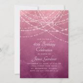 ストリングライツダスティバラピンク誕生日 招待状 (正面)