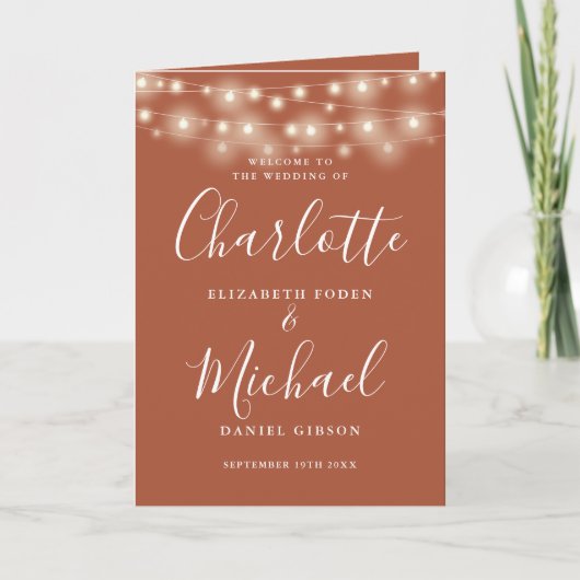 ストリングライツテラコッタエレガントスクリプ結婚ト プログラム (正面)