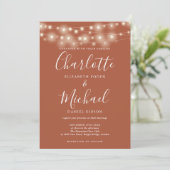ストリングライツテラコッタエレガントスクリプ結婚ト 招待状 (スタンド正面)