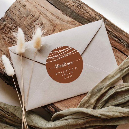 ストリングライツテラコッタサンキュー結婚式の引き出物 ラウンドシール