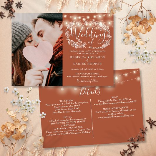 ストリングライツテラコッタ写真結婚すべて 招待状