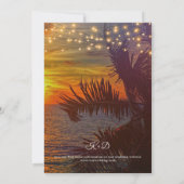 ストリングライツトロピカルパームツリーズビーチ結婚式 招待状 (裏面)