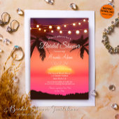 ストリングライツトロピカルパームビーチブライダルシャワー 招待状