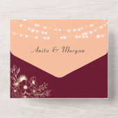 ストリングライツバ素朴ルガンディーピーチ結婚ズ オールインワン招待状 (裏面)