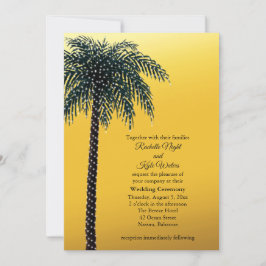 ストリングライツパームツリーゴールデン結婚式招待状 招待状
