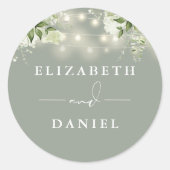 ストリングライツフローラセージグリーン結婚式の引き出物 ラウンドシール (正面)