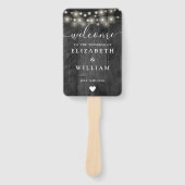 ストリングライツブラックバーンウッド結婚式 プログラム ハンドファン (正面)