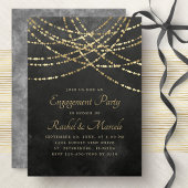 ストリングライツブラック金ゴールド婚約パーティ 招待状