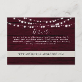 ストリングライツブルグンディ結婚の詳細 エンクロージャーカード