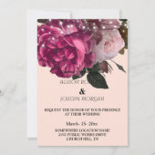 ストリングライツブルゴーニュフラワーズ結婚式招待状 招待状 (正面)