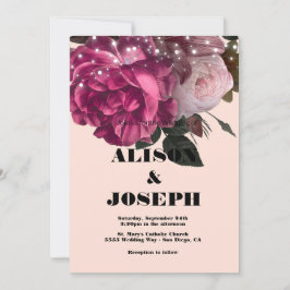 ストリングライツブルゴーニュフラワーズ結婚式招待状 招待状