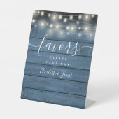 ストリングライツブルーウッド結婚式の引き出物表 台座サイン (正面)