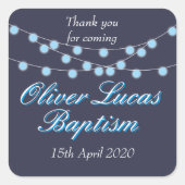 ストリングライツブルーバプテスマ《キリスト教》洗礼式や命名式賛成 スクエアシール (正面)