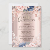 ストリングライツブルーフラワーズバラ金ゴールドキンセアニラ 招待状 (正面)