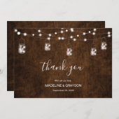 ストリングライツメイスンジャース素朴ウッド結婚ズ サンキューカード (正面/裏面)