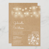 ストリングライツメイスンジャース素朴クラフト結婚ズ 招待状 (正面/裏面)